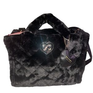 Juicy Couture black faux fur Tote bag #fauxfur #totebag #tote #juicycouture #y2k